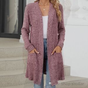 Women's Plum Color Cardigan Sweater